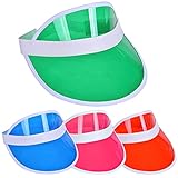 【Erschwingliches Set】Ein Set enthält 4 Stücke Sonnenvisier in 4 verschiedene Farben, eine breite Palette von Farben, um Ihren Bekleidungsbedürfnissen für verschiedene Outdoor-Aktivitäten gerecht zu werden. Sie können unsere Sonnenblende auch wählen, um mit Ihren Freunden auf einer 80er Jahre Party zu teilnehmen.