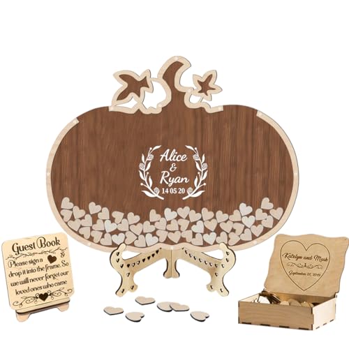 Certykllp Libro degli Ospiti per Matrimonio con Zucca Personalizzata Alternativa Personalizzata con Cornice Autunnale a Forma di Zucca per Gli Ospiti da firmare, Adatto per Decorazioni di Nozze,