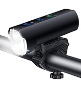 POWVINE 1200 Lumens Bike Front Lights for Night Riding,5+5+3 Models & LED Power Display 360° rota...