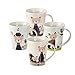 SPOTTED DOG GIFT COMPANY - Tazza con gatti e uccelli - tazze grandi per caffè e tè a colazione - idee regalo per uomo, donna e amanti degli animali - in porcellana - set di 4 tazze