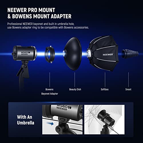Image of NEEWER MS60C 65W RGB COB Video Light with 2.4G /Application Remote Control, Continuous RGB LED Lighting, Bowens Mount Photo Studio Light