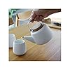 Théière en porcelaine avec poignée, infuseur en acier inoxydable, bec anti-gouttes, thé en vrac, thé à feuilles 1.2 L, noir blanc
