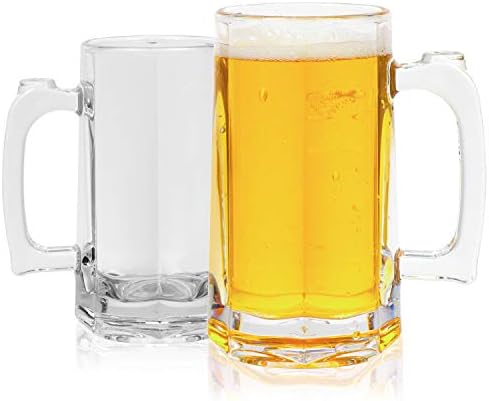 Beer Glasses-Unbreakable Beer Mug 21.5oz 2pack Beer Tankard, Beer Stein for picnics, family gatherings, etc. (17OZ)