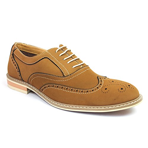 Ferro Aldo Brown Men's Dress Shoes Brogue Perforation Details Modern M139001