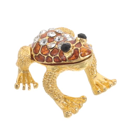 JOINPAYA Caja de Joyería Decorativa de Metal Esmaltado en Forma de Rana Tapa y Bisagras, Organizador Pequeño para Anillos y Pendientes, Estilo Vintage para Hogar y Escritorio, Obsequio