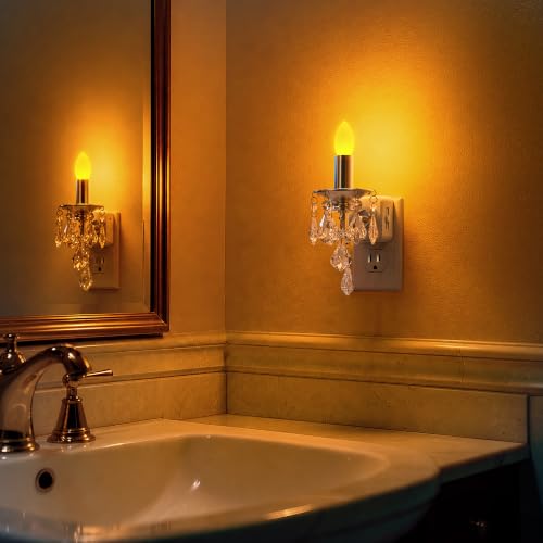 Image of Briignite Chandelier Night Lights Plug into Wall,Dusk to Dawn Sensor,Amber