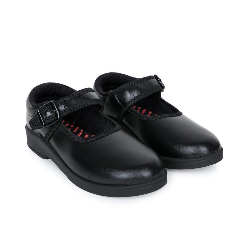 Airaqua Girls School Shoes Black with Buckle – Premium Comfort, Durable PVC Sole, Slip-Resistant, Stylish Formal Shoes for Kids & Students