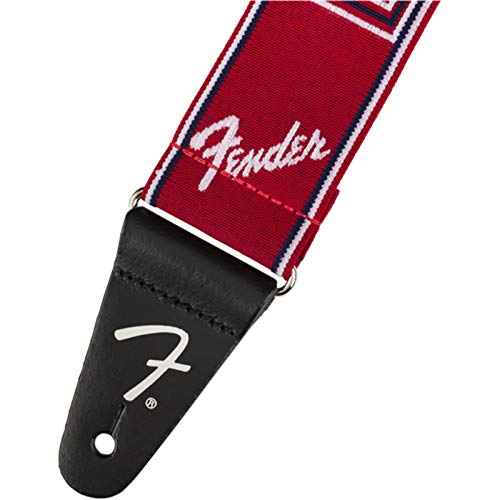Fender© »Weighless™ » Monogram Sangle pour Guitare et Basse – 5cm de large – Rouge/Blanc/Noir - Les Beatles, Paul McCartney, John Lennon, RIngo Starr, George Harrison Fender©"Weighless™" Monogram Sangle pour Guitare et Basse - 5cm de large - Rouge/Blanc/Noir – Image 3