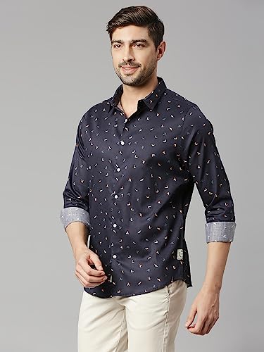 Image of Thomas Scott Men's | Printed | Full Sleeve | Slim Fit | 100% Cotton | Spread Collar | Casual Shirt