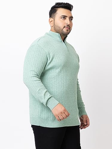 Image of Kvetoo Plus Size Men High Neck Zipper Full Sleeve Woolen Winter Sweater