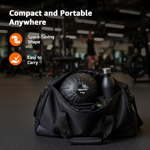 Image of Amazon Basics Rubber Heavy Duty Slam Ball | Non-Slip Gripped Surface | Non-Bouncing | 4.5 Kg | for Strength Training, Core Workouts, Endurance Training | Black