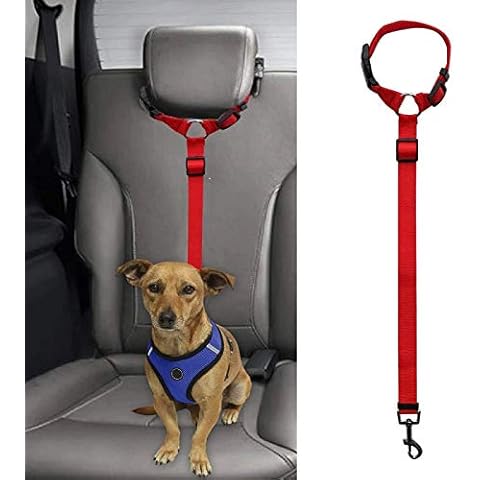 Pets Ark Dog car seat safety belt, fits around head restraint also doubles as lead Adjustable (black) Cover