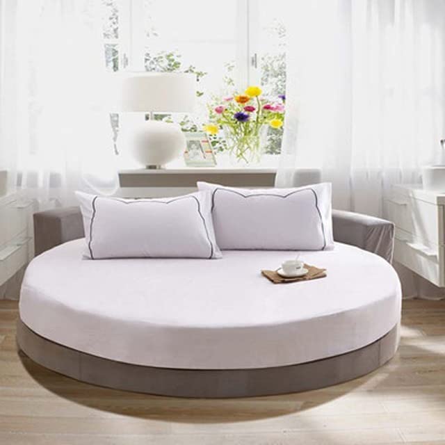 Drap housse extensible 120 cm en couleur unie avec 2 taies d'oreiller de lit