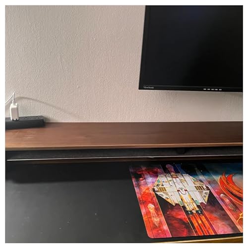 Image of Deskvue 46 inch Dual Monitor Desk Shelf | with FULL LENGTH Aluminum Under-Shelf | Large Monitor Riser | Office Desk Storage | Grovemade Inspired | DARK WALNUT