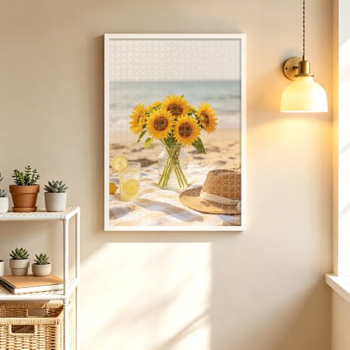 Image of upsimples 19.7x27.6 Puzzle Frame, Display 18x24in with Mat or 50x70cm Without, Wall Hanging 1000 Pieces Puzzles Frames, White, 1 Pack