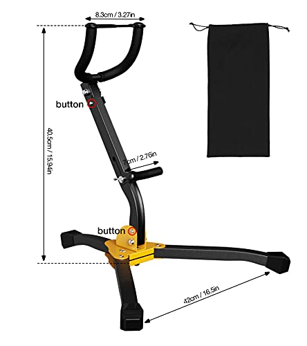 Moko Saxophone Stand, Foldable Adjustable Saxophone Alto & Tenor Stand 丨Suitable Triangle Base Design For Strong Stability 丨Saxophone Holder Rack With A Portable Non-Woven Cloth Bag, Black #TOP5