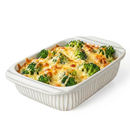 Artena Baking Dish 2.3 Quarts, Casserole Dishes For Oven, Baking Pan With Handles, Lasagna Pan Deep, Large Casserole Dish, Rectangular Ceramic Bakeware (White)