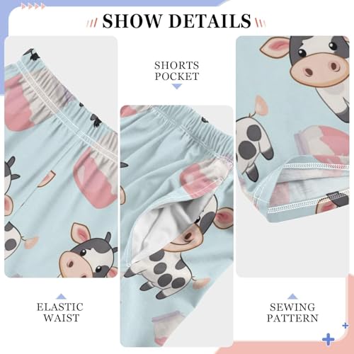 Vdsrup Cute Cow Milk Pajama Pants Cartoon Pajama Bottoms Soft Sleep Pjs Lounge Pants S4