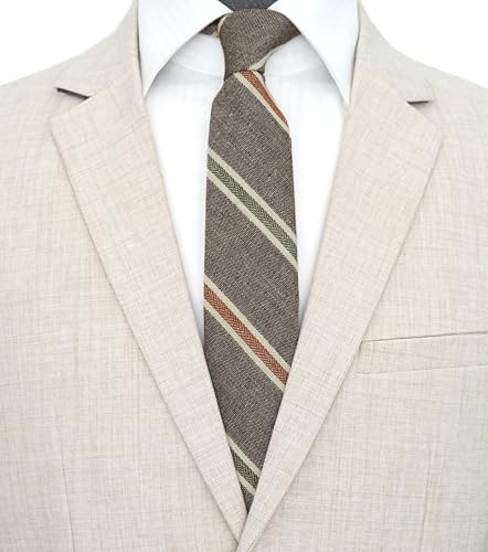 Image of BELLUNO Men's 2.5 inch Skinny Solid Cotton Linen Ties