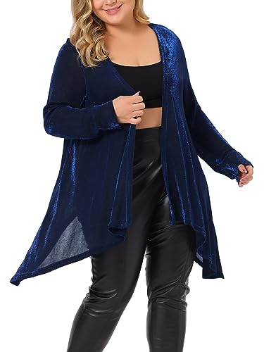Image of Agnes Orinda Plus Size Women Cardigan Open Front Long Sleeve Irregular Hem Lightweight Long Cardigans