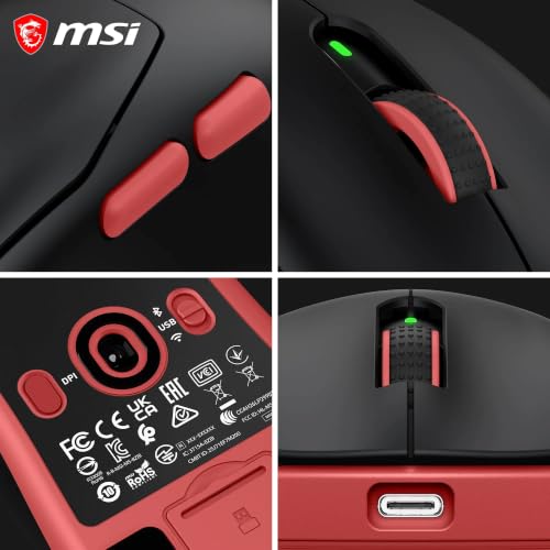 Souris MSI Forge GM340 – Wireless, 12000 DPI, Ambidextre, 6 Boutons - vue 10
