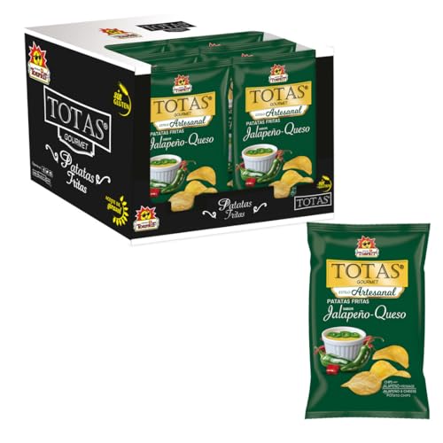 Patatas Fritas Tosfrit, Totas Gourmet, Formato familiar de 130gr. Sin Gluten. iChuches (130gr, Totas Queso Jalapeño 9 Bolsas 130gr)