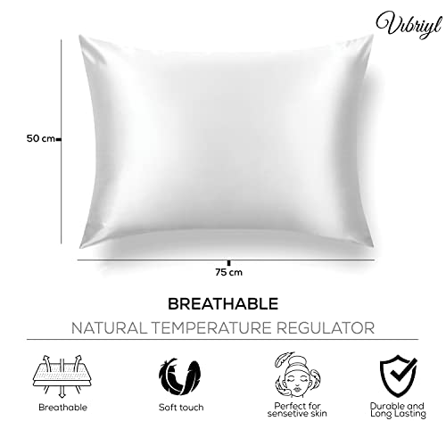 VIBRIYL 19 Momme Silk Pillowcase, Premium Quality 100% Mulberry Silk Pillowcase Hair and Skin with Hidden Zipper - Image 3