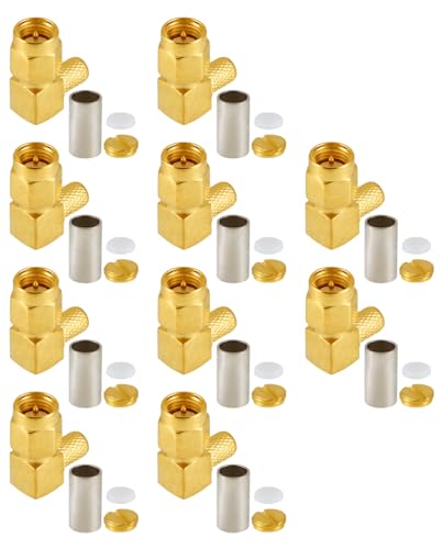 10 conectores SMA macho ángulo recto para cable coaxial miniatura 3
