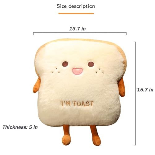 Goylmc Toast Bread Plush Pillow, Bread Stuffed Pillow,Food Plush Pillow with Hand Pocket Great Gift