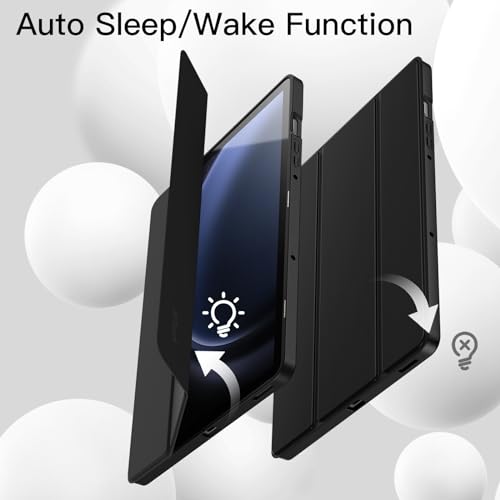 JETech Case for Samsung Galaxy Tab S10 Lite / S10 FE / S9 FE 10.9-Inch with S Pen Holder, Soft TPU Tri-Fold Stand Protective Tablet Cover, Support S Pen Charging, Auto Wake/Sleep (Black)
