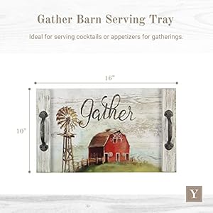 Young's Inc. Gather Barn Serving Tray - 16" W X 10" H - Modern Farmhouse Decor - Lap Trays for Eating Youngs Inc Gather Barn Serving Tray 16 W X 10 H Modern Farmhouse Decor Lap Trays for Eating