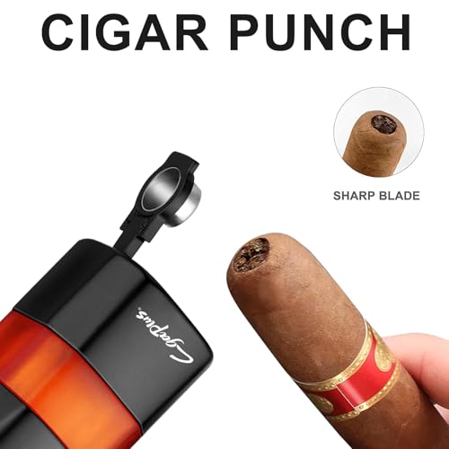 Encendedor de antorcha triple recargable negro miniatura 3