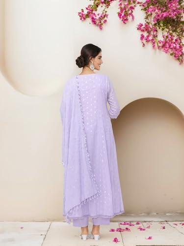 Image of ishin Floral ethnic motifs embroidered a-line kurta set with dupatta