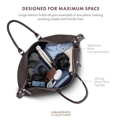 Image of Hammonds Flycatcher Canvas Duffle Bag for Men and Women Large Travel Bag Weekender Gym Overnight Bag Water-Resistant Cabin Luggage with Shoulder Strap Brown