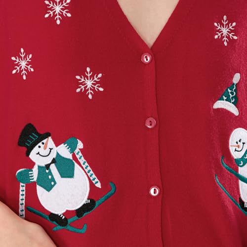 Image of Women Christmas Sweater Vests Santa Claus Print Sleeveless Knit Cardigan Vest Christmas Holiday Tank Top