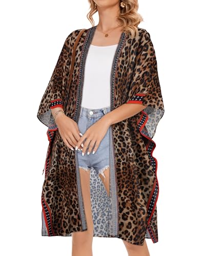 Image of Women's Kimono Beach Cover up for Summer Bathing Suits Cardigans Casual Loose Swimwear 2026