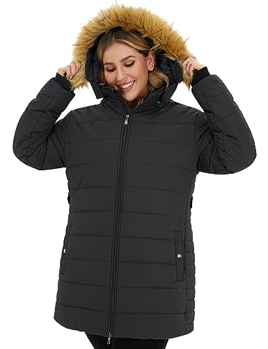 Soularge Women's Plus Size Winter Thicken Puffer Coat with Detachable Hood4