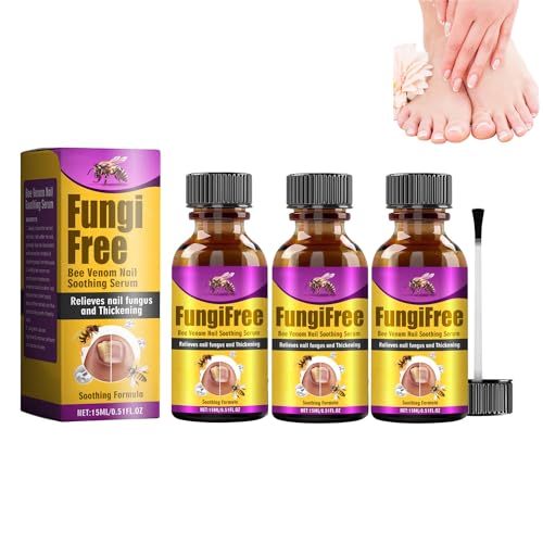 ERMOPATRY Bee Venom Nail Care Solution, Foot Care Soothing Serum, Soft Nail Cream with Brush Head for Athletes Foot, Thick Toe Care, Thick, Broken, Discolored or Damaged Nail (3pcs)