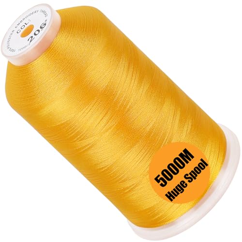 Image of New brothread - Single Huge Spool 5000M Each Polyester Embroidery Machine Thread 40WT for Commercial and Domestic Machines - Harvest Gold