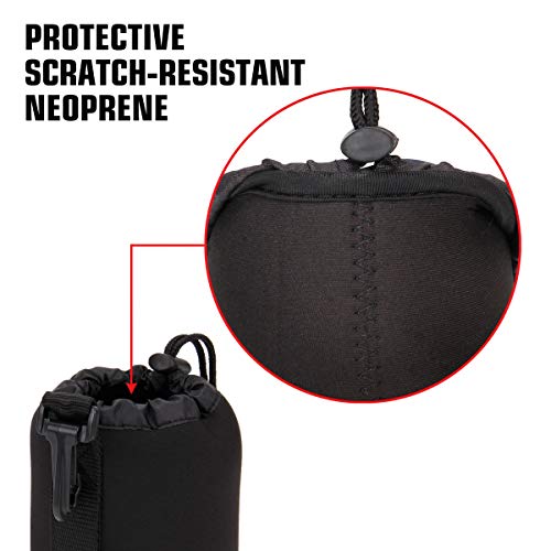 Usa Gear Flexarmor Protective Neoprene Lens Case Pouch Set 3-Pack - Small, Medium And Large Cases Hold Lenses Up To 70-300Mm With Drawstring Opening, Attached Clip, Reinforced Belt Loop (Black) #TOP3