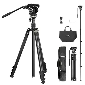 SmallRig - CT210 Video Tripod, 75 inch Video Camera Tripod with +/-10 Leveling Base Fluid Head, Professional Camera Tripod Compatible with Video Camera, DSLR,