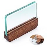 CBHGFEA Glass Slicker for Burnishing Leather with Walnut Handle Glass Leather Edge Burnisher Professional Block Smoothing Tool for Smooth Leather Crafting