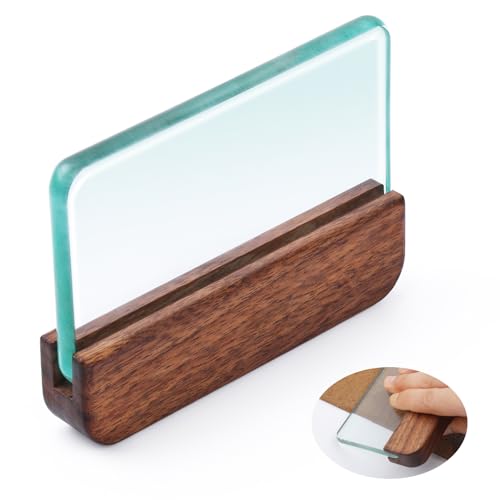 CBHGFEA Glass Slicker for Burnishing Leather with Walnut Handle Glass Leather Edge Burnisher Professional Block Smoothing Tool for Smooth Leather Crafting