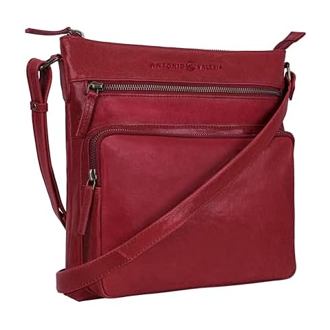 ANTONIO VALERIA Christmas Gift Astor Washed Red Leather Crossbody Bag Cover