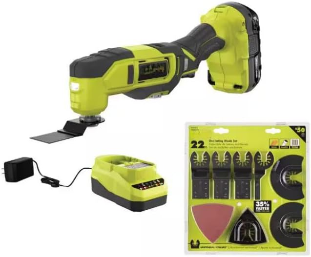 PCL430K1-A242201 Fits for Ryobi 18V Cordless Multi-Tool Kit with 2.0 Ah Battery, Charger, and 22-Piece Oscillating Blade Set