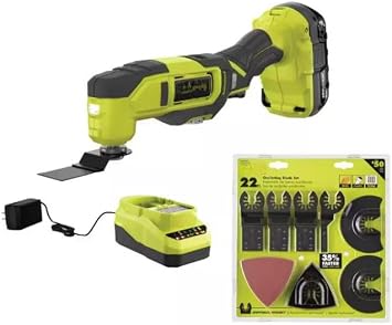 PCL430K1-A242201 Fits for Ryobi 18V Cordless Multi-Tool Kit with 2.0 Ah Battery, Charger, and 22-Piece Oscillating Blade Set