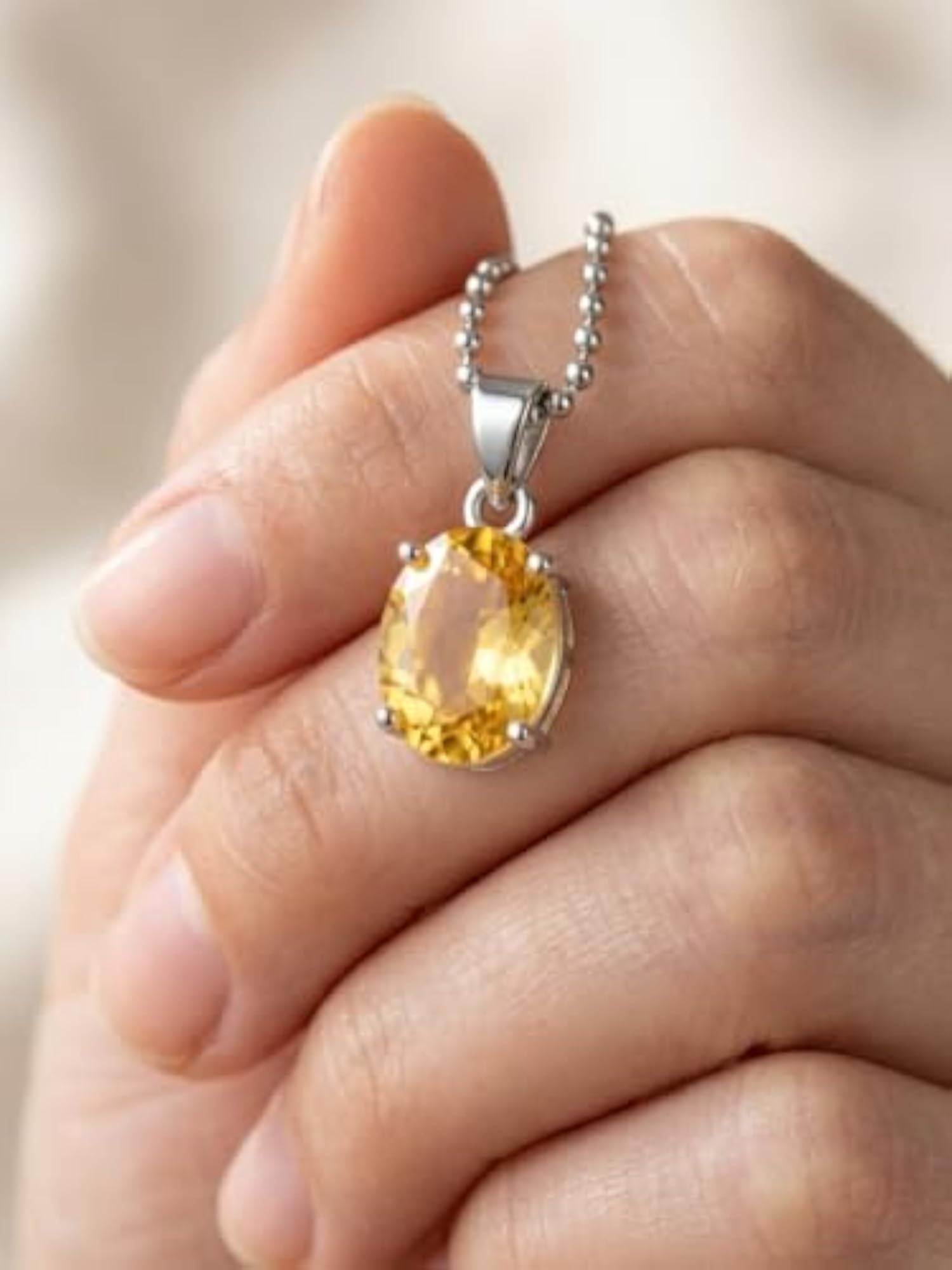 Natural Citrine Pendant Necklace for Wealth & Prosperity