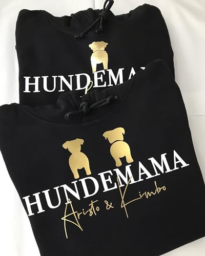 Hundemama Dog Mom Pullover mit Namen Hassen Pfoten, Hunde Mama Dogmom Hoodie für Frauen Pulli Hundemotiv Hundepfoten Baumwolle, Damen Hundepullover Motiv Hundekopf Hundebesitzer Kapuzenpullover