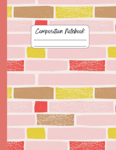 Brick Wall Composition Notebook Pink: College Ruled, Lined Journal Book, Back To School Supplies, Gift For Women, Girls, Students, Abstract Design, US Letter 8.5x11, 100 Pages (50 Sheets)