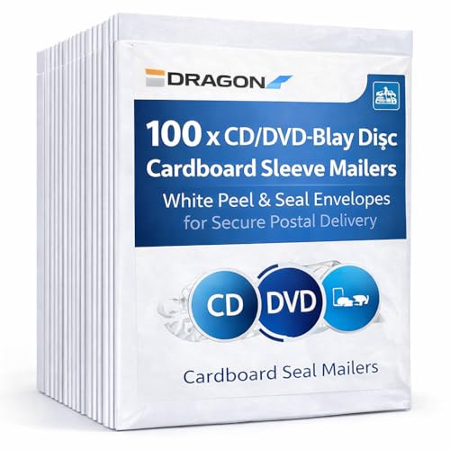 Lot de 100 pochettes en carton pour CD avec patte autocollante Blanc